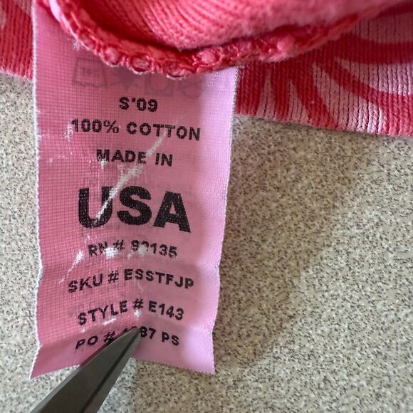 Fresh Produce Pink Floral V Neck T Shirt SZ 3X USA Cotton Pocket Casual Cottage - Picture 7 of 8